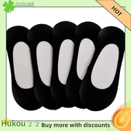 hukou5 Pairs  Low Cut Ladies Stretchy Heels Loafer Boat Socks