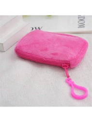 Bolsa Cuadrada De Monedas De Peluche, Mini Mochila De Color Caramelo, Bolsillo Para Auriculares, Billetera Dura Simple Y Linda