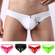 Mens Solid Color Thong G String Briefs Pants Faux Leather Quality Underwear