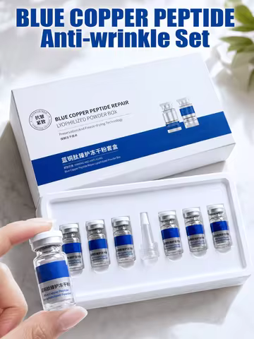 Blue Copper Peptide Dry Powder Facial Anti-Wrinkle Moisturizing Set. Advanced Skin Care Set