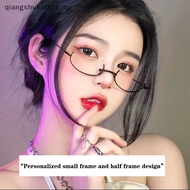 { MY Fashion }  Vintage Glasses Metal Frame Half Without Lens Girls Chic Cosplay Party Decoration Lensless Metal Half Frame Glasses With Chain .