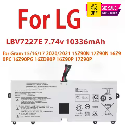 New LBV7227E Laptop Battery for LG Gram 15/16/17 2020/2021 15Z90N 17Z90N 16Z90PC 16Z90PG 16ZD90P 16Z