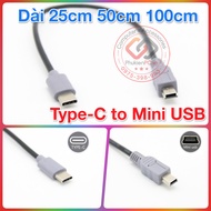 Type C to Mini USB cable size from 25cm 50cm 100cm long
