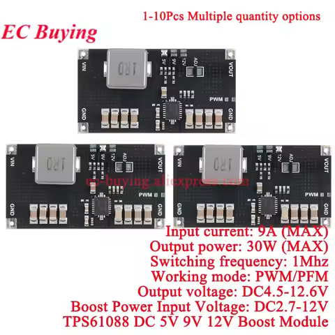 1Pc-10Pcs TPS61088 DC High Power Lithium Battery Step Up Boost Board Power Supply Module 5V 9V 12V 1