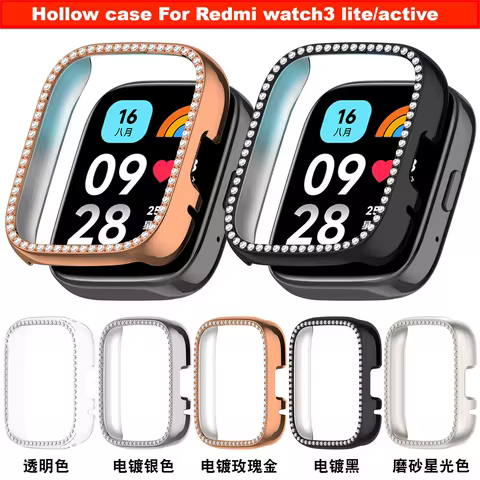 Diamond-encrusted PC Hollow case For Redmi watch 3 lite and Redmi watch 3 active watch case for Redm