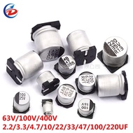10PCS SMD aluminum electrolytic capacitor SMD 63V 100V 400V 2.2UF 3.3UF 4.7UF 10UF 22UF 47UF 100UF 220UF