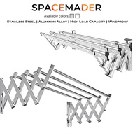 SPACEMADER Stainless Steel Retractable Wall Mounted Clothes Hanger Drying Rack 3/4/5 Bar (1-2M)