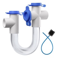 yunhaoSK-3/4 Clear PVC U Trap Pipe Fitting Connector with Cleaning Brush for HVAC Condensate Drain S