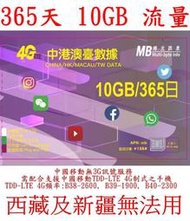 【泰瑞】365日10GB流量中國大陸、澳門、台灣上網卡大中華(附卡針及收納盒)