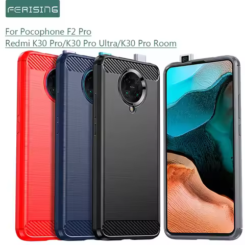 Case For Xiaomi Pocophone F2 Pro Case K30 Pro Zoom Case Silicone TPU Bumper Carbon Fiber Cover for R