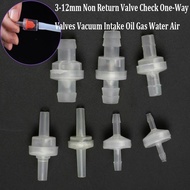 [CM] 3mm to 12mm Plastic White Check Valve Way Non-return Valve Oil Gas Water Air