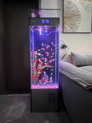 玻璃魚缸 立式小型智能魚缸 方缸帶燈