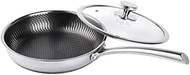 Vertical steamer Frying pan Non Stick with lid Oven Safe-Non-Stick Frying pan 304 Stainless Steel Frying pan Suitable for All Kinds of Stove Gas Stove Induction Cooker 26-28CM-26CM (Size : 26CM)