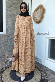 Gamis Moana Motif Bunga Kecil | Homey dress Wanita Rayon Import Motif | Dayli Dress Remaja Simple