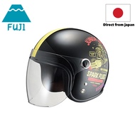 [RIDEZ] Jr SPARK PLUGS Jet Helmet Bike Black/Ivory Kids (53-54cm) Motorcycle Helmet Jet with Open/Cl
