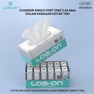 LOG ON 12 PCS 12W 2 CHARGER SHELLS. SINGLE PORT LO-C62 (CHARGER HEAD ONLY)