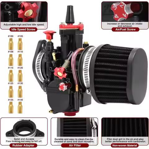 PWK Carburetor Kit 34mm Racing Carb Universal 125cc to 250cc 2T 4T Carburetor Air Filter Intake Mani