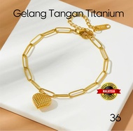 Gelang Tangan Titanium Tahan Karat dan Luntur Big Love Paper Clip Bracelet Stainless Steel