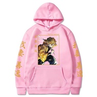 เสื้ออนิเมะแขนยาวพิมพ์ลายลายปีศาจฆ่ามีฮู้ด Agatsuma Zenitsu เสื้อกันหนาวฮิปฮอปโอเวอร์ไซส์สไตล์ฮาราจู