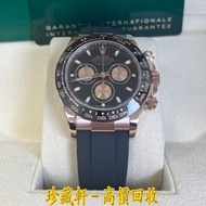 【珍藏軒】實體門市 免費上門 免費鑒定 勞力士玫瑰金 Daytona 40 腕錶 - 黑色指針錶盤 - 黑色 Oysterflex 錶帶 116515ln 手錶 ROLEX 勞力士 刁陀 帝舵TUDO