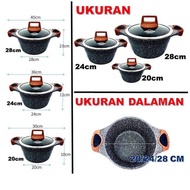 periuk batu Vaken 6pcs Periuk Batu Granite Induction- NonStick (20cm/24cm/28cm)