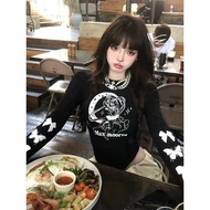 y2k y2k Women's Clothing y2k Long-Sleeved Asian Culture y2k Top American Irregular Pure Desire Sweet