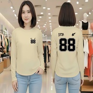 Long Sleeve Oval T-Shirt Women's Top / Trend Long Sleeve T-Shirt Latest Trend Number Motif T-Shirt