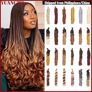 YUANGPH Loose Wavy Braiding Hair, 24 Inch Length Spiral Curls Synthetic French Curl Braiding Hair, F