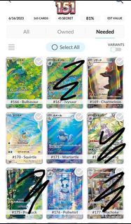 (收）Pokemon 151 Set Cards ptcg sv2a 寶可夢 比卡超 ar sr sar