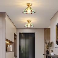 CI Vintage Tiffany Style Aisle Ceiling Lamp Stained Glass Shade Ceiling Light For Corridor/Porch/Hal