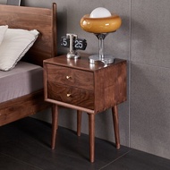 Black Walnut Wooden Bedside Table Modern Simple Small Apartment Solid Wood Bed Corner Cabinet Nordic Storage Bedroom