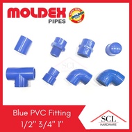 Moldex PVC Blue Fittings 1/2" to 1" (Coupling, Elbow, Tee, Threaded Elbow/Tee)