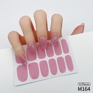 DIY Nail Stickers Self Adhesive Full Cover Wraps Long Lasting Solid Color Sparkly Glitter Gel Sticke