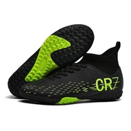 High-Top CR7tf Football Shoes for Men And Boys Training on Artificial Turf with Studs Leather Footwe