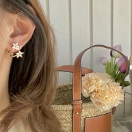 Two Wearing Methods 14K Gold Plating Zircon Flower Earrings