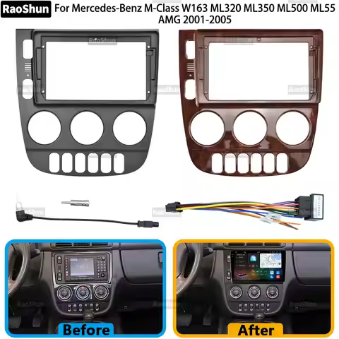 Car Android Radio Frame Fascia For Mercedes-Benz M-Class W163 ML320 ML350 ML500 ML55 AMG 2001-2005 N