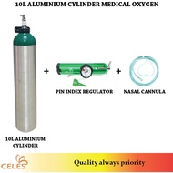 10L Aluminium Medical Oxygen Cylinder FULL SET c/w Regulator, Trolley, Nasal or Mask ! ! FREE Thermo