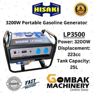 HISAKI LP3500 3200Watt/3.2KW Gasoline Generator C/W Petrol Engine 7.5HP -Heavy Duty