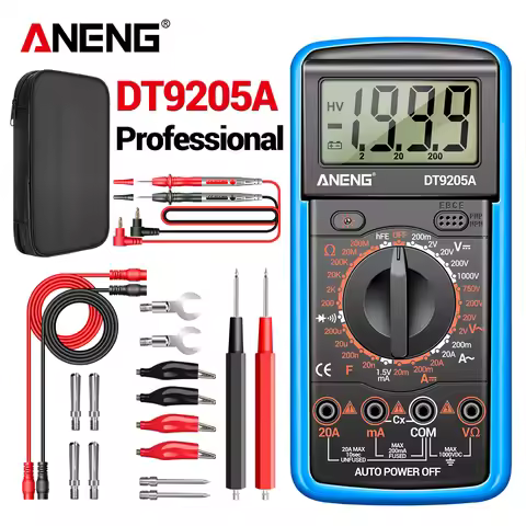 Professional Multimeter Tester ANENG 1999 Counts Digital DT9205A-12 AC Voltage Probes High precision