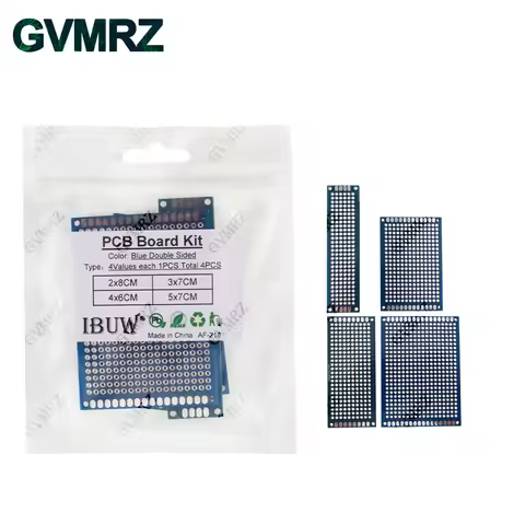 4pcs blue Assorted Size PCB Prototype Board 2x8/3x7/4x6/5x7CM Universal Breadboard for Arduino DIY E