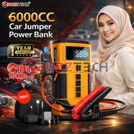 BuzzTech 6000cc Car Jumper Power Bank Air Compressor Kereta Air Pump Emergency