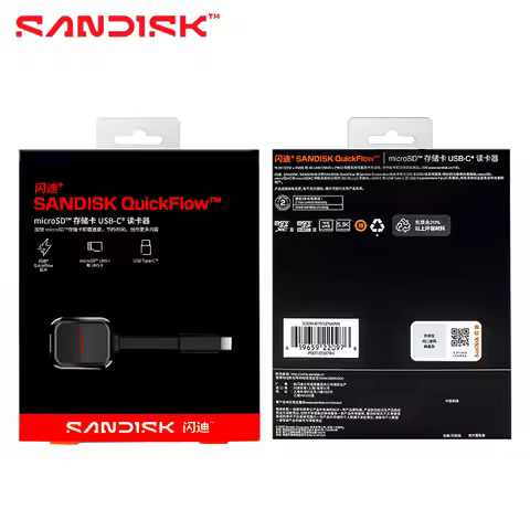SANDISK QuickFlow microSD Card Reader and SD Card Reader USB 3.2 Type-C Reader for UHS-I and UHS-II 
