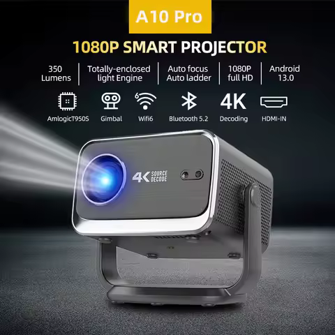 Yinzam A10 Pro 8K Smart Projector Native 1920x1080p Android 13 350ANSI Home Theater Projector Full A