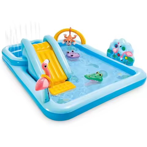 US Shipping 96 x 78 x 28 Inflatable Jungle Adventure Play Center Kids Water Slide Spray Pool Outdoor