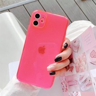 Ốp Điện Thoại Màu Kẹo Huỳnh Quang Neon Cho iPhone 15/14/12/11 Pro Xs Max XR 6/7/8 Plus SE Mini Trong