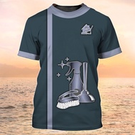 New Cleaning Tools 3D Print T-shirt Woman Men House Cleaner Uniform Workwear Y2k T Shirts