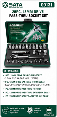 SATA 13MM/20MM Drive Pass-Thru Socket Tool Set SATA 09131/09132/09134 Sata Tools Set Soket Drive-Thr