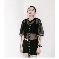 Cool harajuku women's mesh blouse korean style women's mesh top