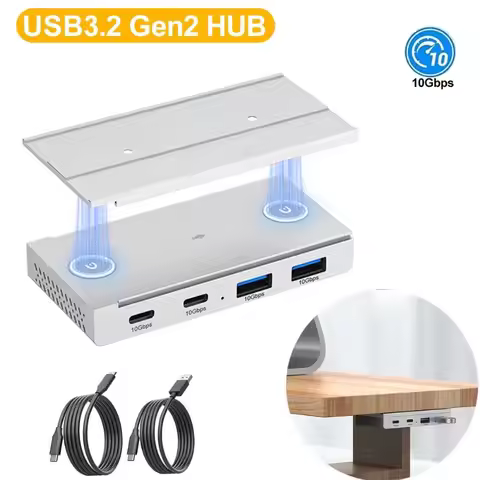 10Gbps USB3.2 Gen2 HUB Desk Magnetic USB Splitter High Speed Data Transfer For MacBook Pro iMac Pro 