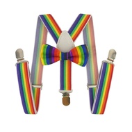 Fashion Rainbow Suspenders for Kids Boys Girls Elastic Suspenders with Bow tie